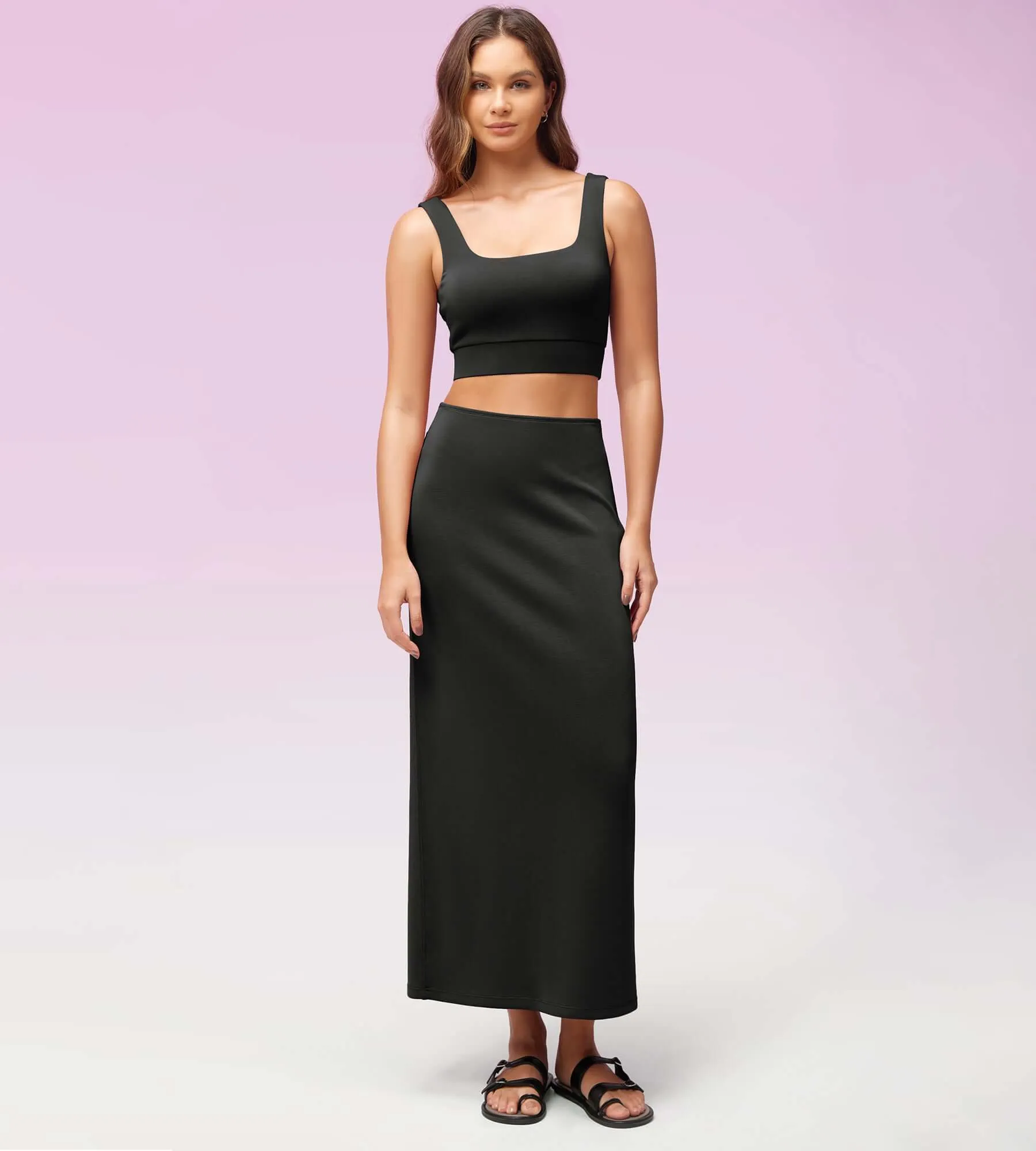 Modal Soft Back Slit Casual Maxi Skirts sold by Ododos product image thumbnail 2