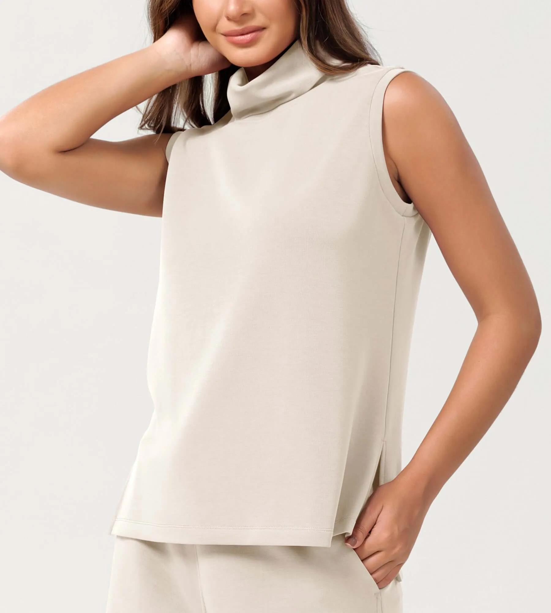 Modal Soft Casual Sleeveless Turtleneck Pullover Tops sold by Ododos product image thumbnail 4