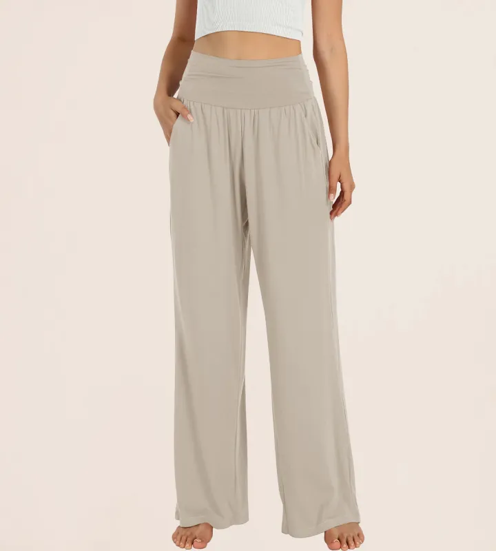 28" Wide Leg Palazzo Loose Comfy Lounge Pants with Pockets made by Ododos