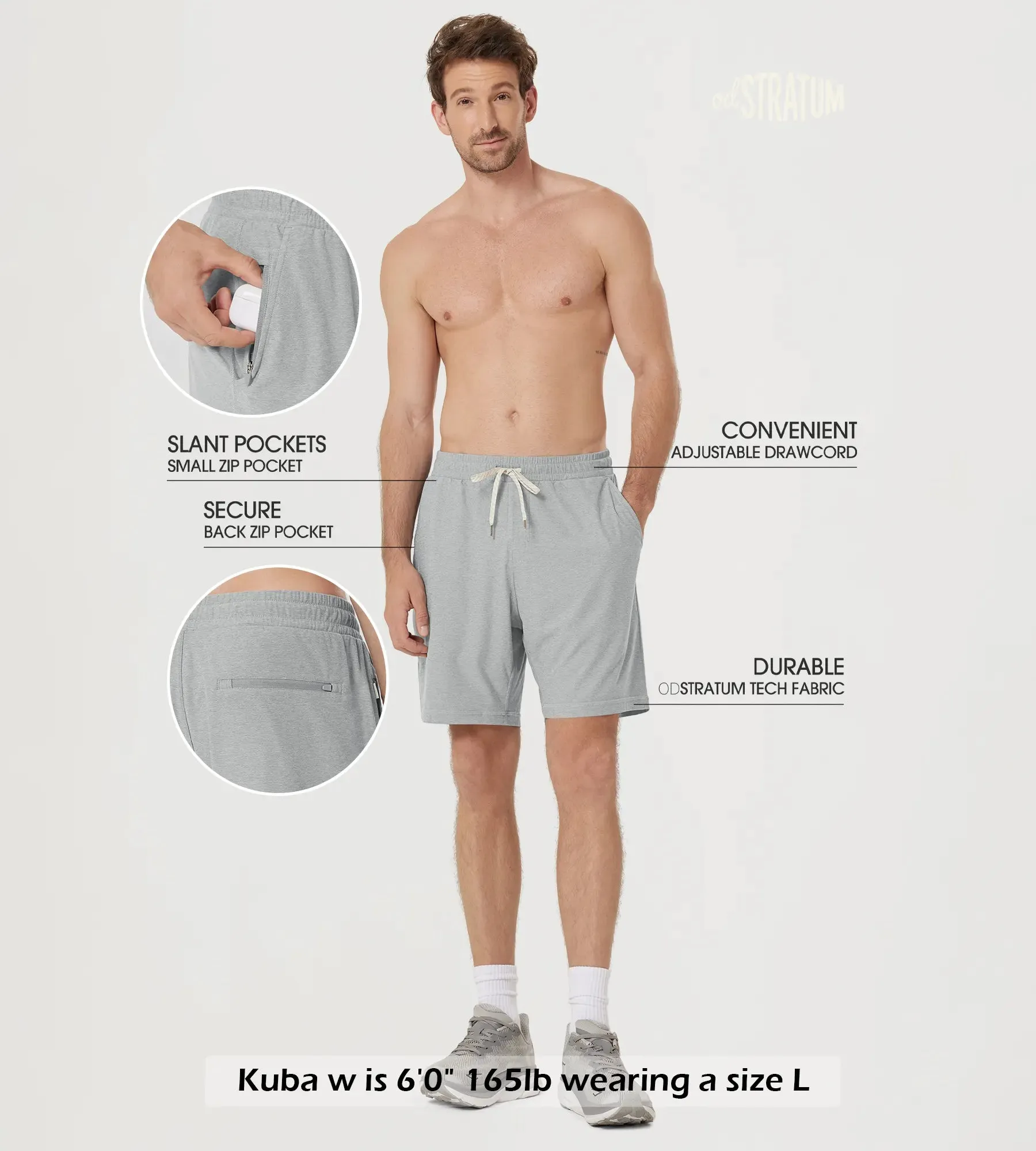 odSTRATUM 7" Men's Performance Shorts with Adjustable Waist and Secure Pockets sold by Ododos product image thumbnail 3