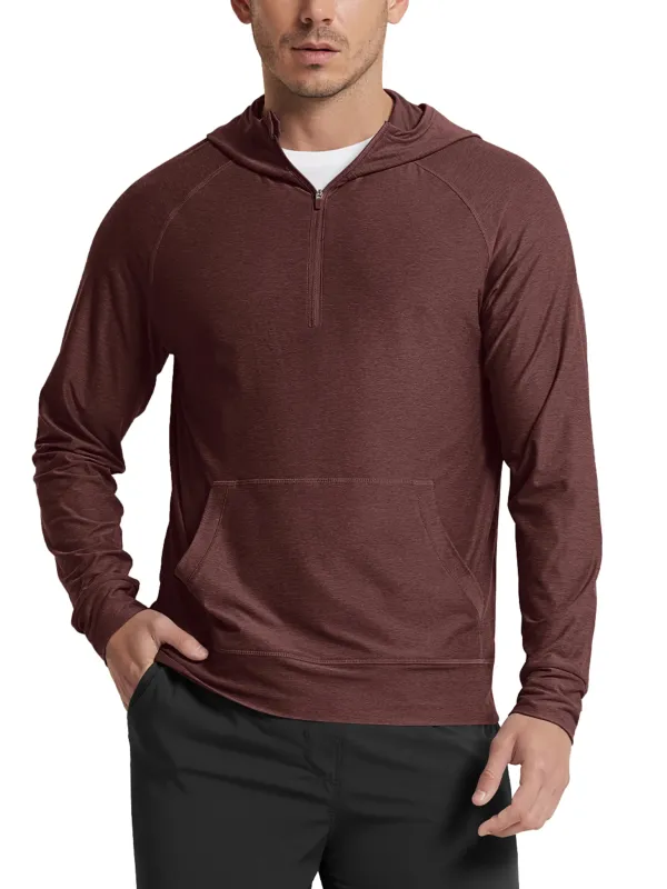 odSTRATUM Men's Performance Half-Zip Hoodie with Kangaroo Pocket made by Ododos