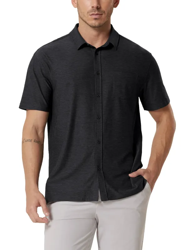 odSTRATUM Men's Short Sleeve Button Down Shirt made by Ododos