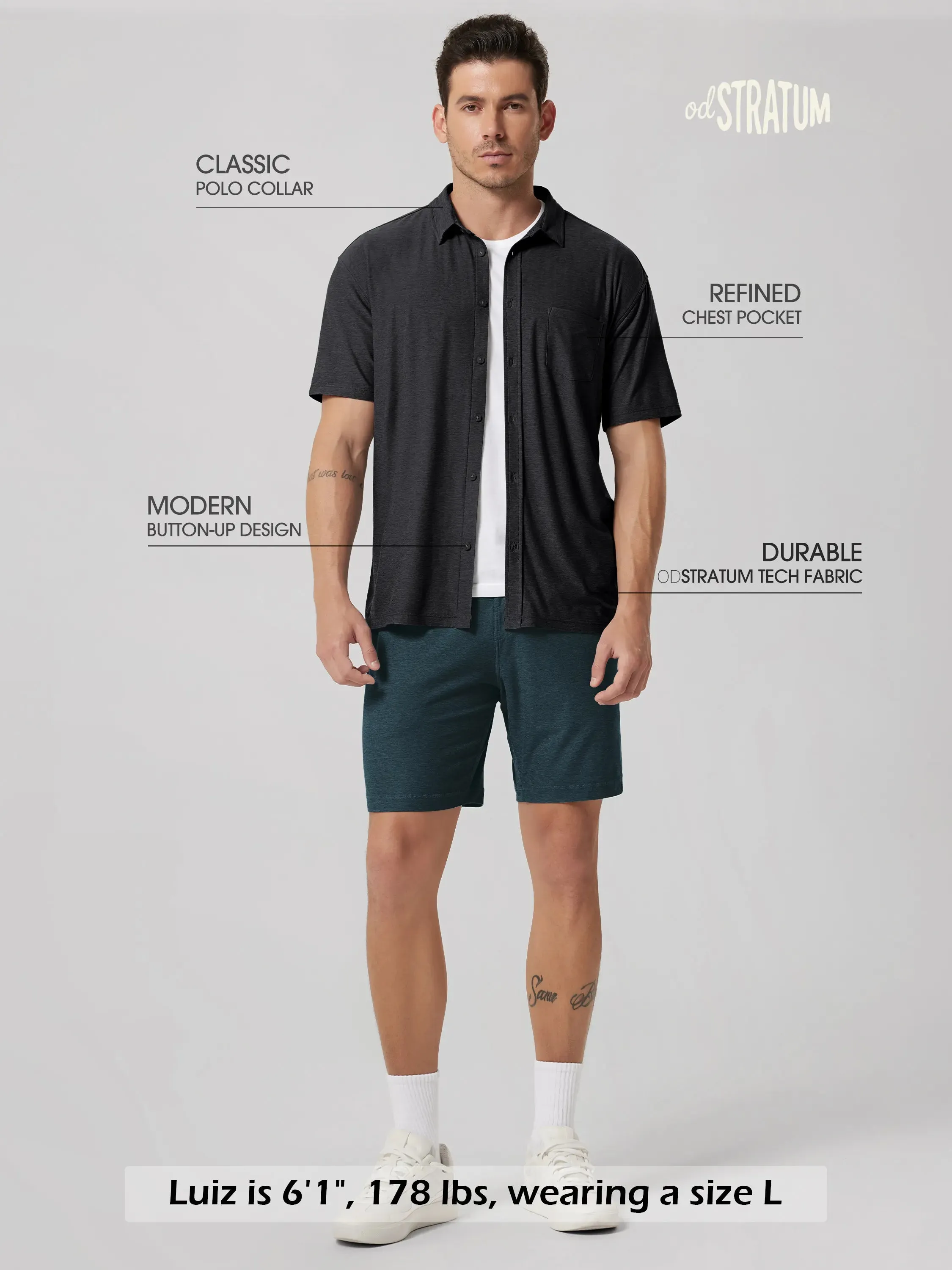 odSTRATUM Men's Short Sleeve Button Down Shirt sold by Ododos product image thumbnail 2