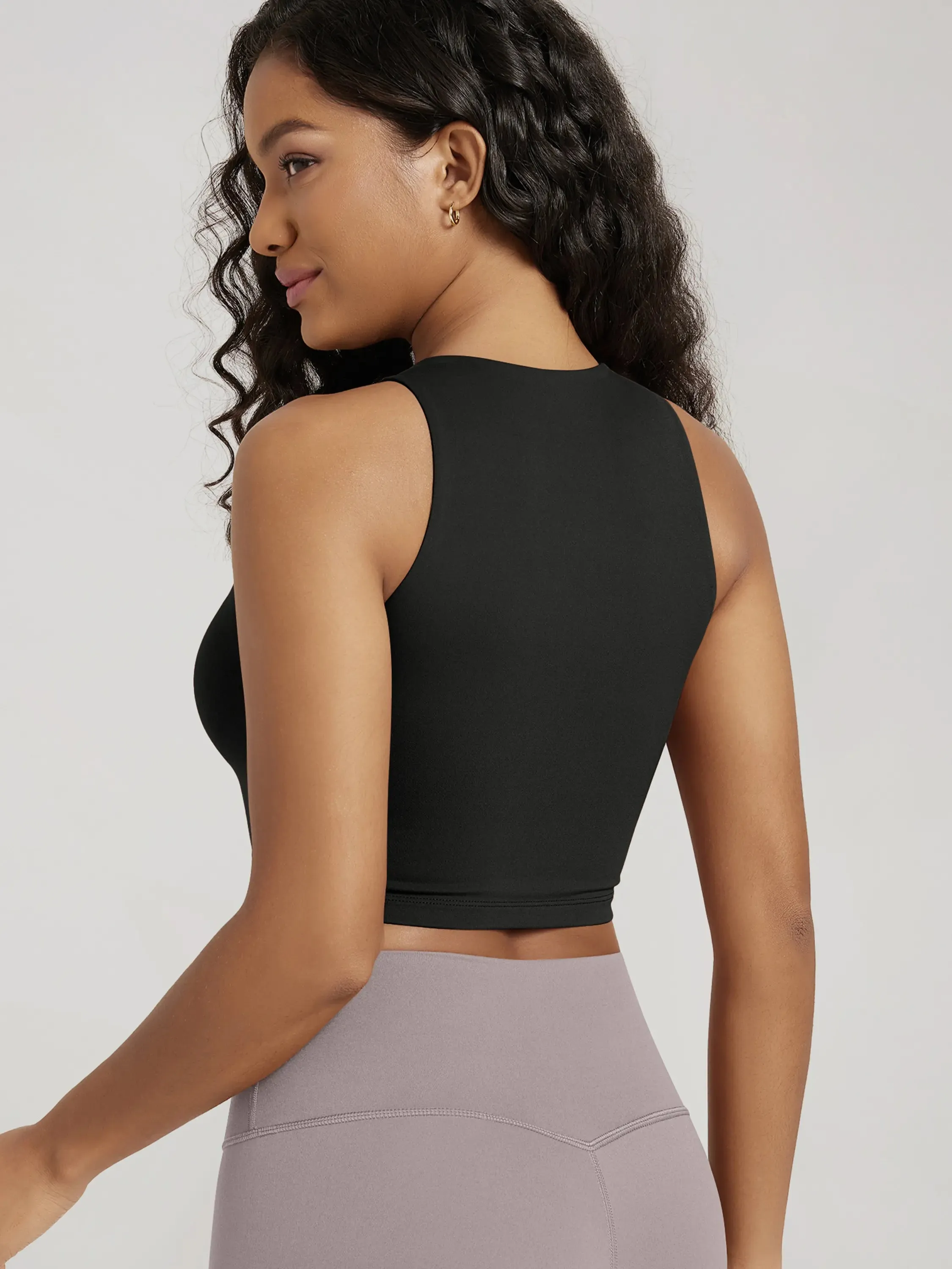 ODCLOUD Double Layer High Neck Crop Tank sold by Ododos product image thumbnail 2