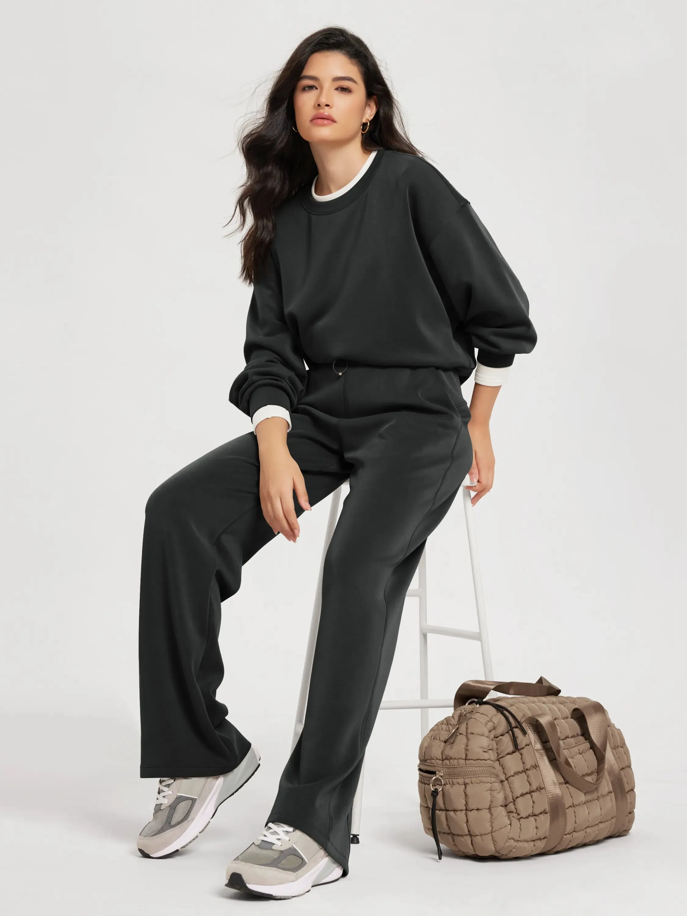 Modal Soft Oversized Fleece Lined Cropped Sweatshirts sold by Ododos product image thumbnail 4
