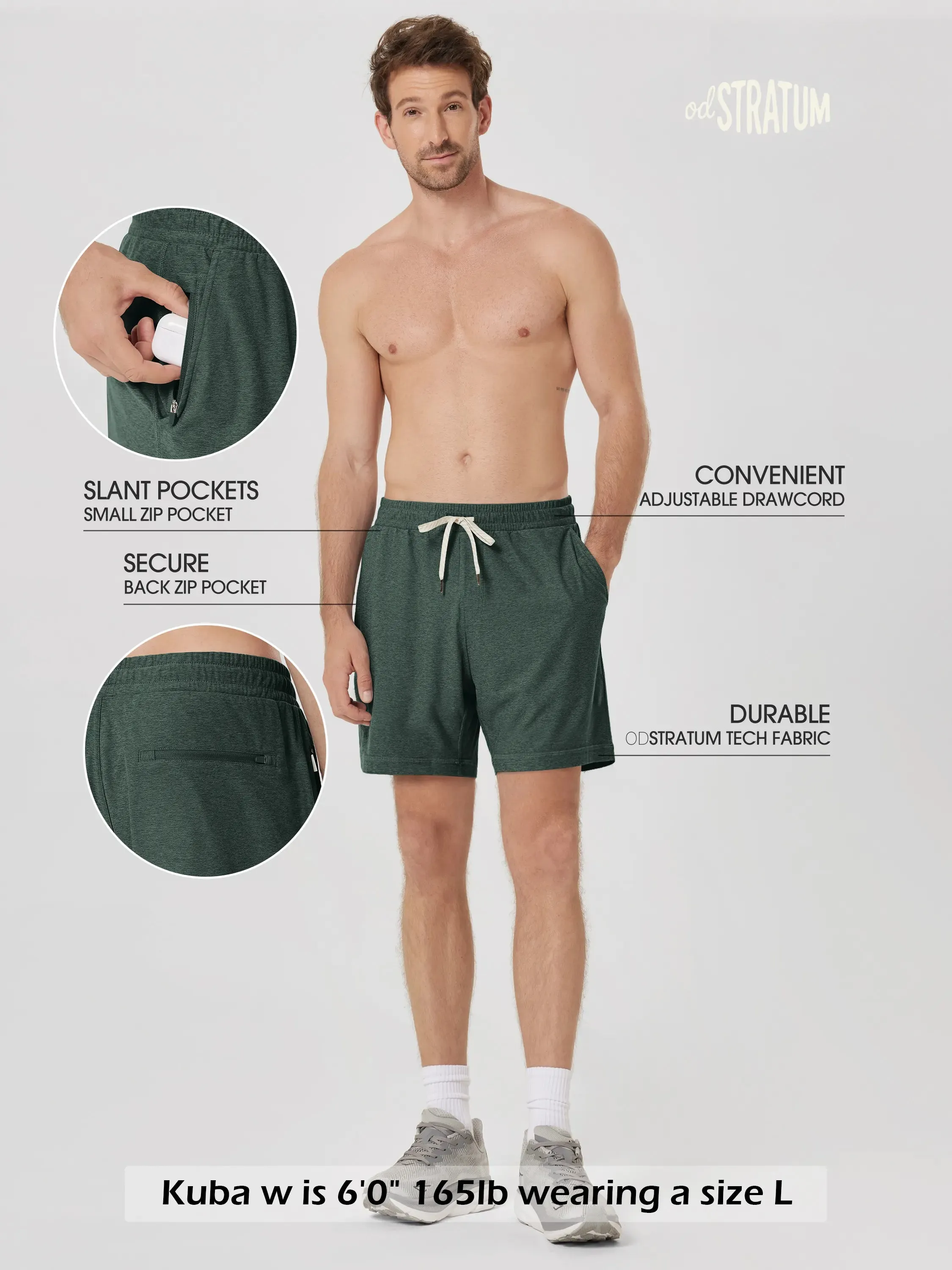odSTRATUM 5" Men's Performance Shorts with Adjustable Waist and Secure Pockets sold by Ododos product image thumbnail 3