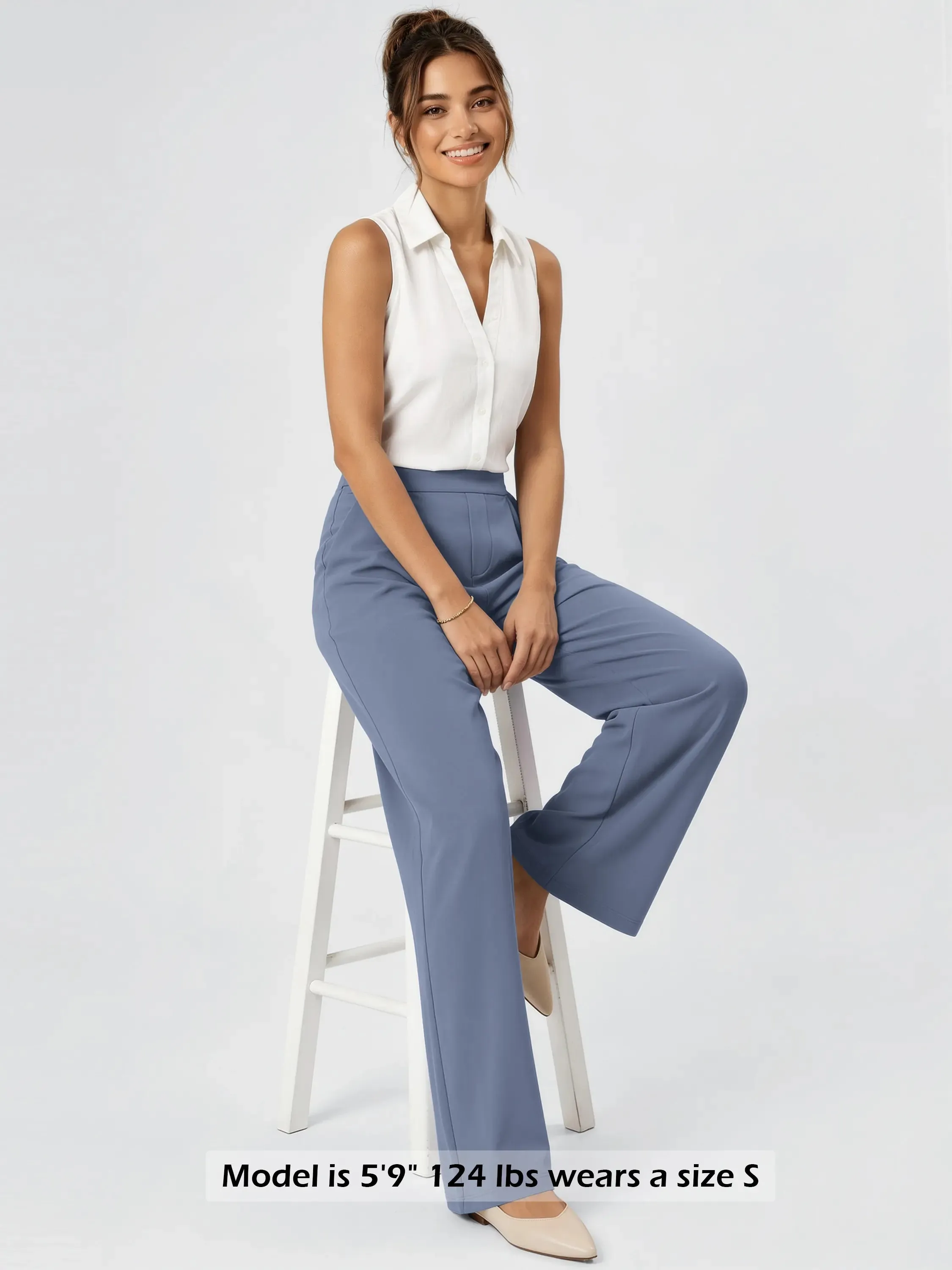 31" High Waisted Wide Leg Trousers with Pockets sold by Ododos product image thumbnail 4