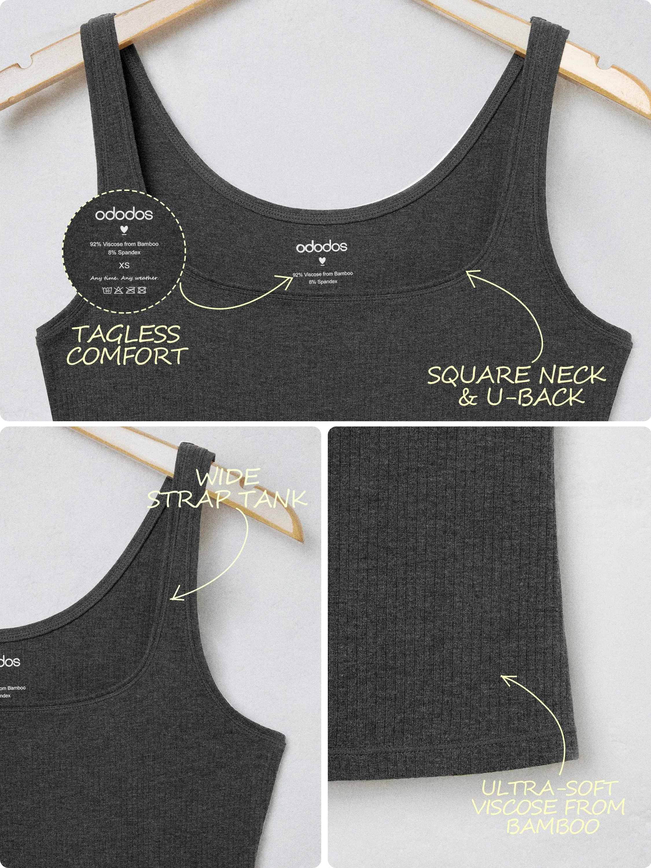 Bamboo Viscose Square Neck Tank sold by Ododos product image thumbnail 5