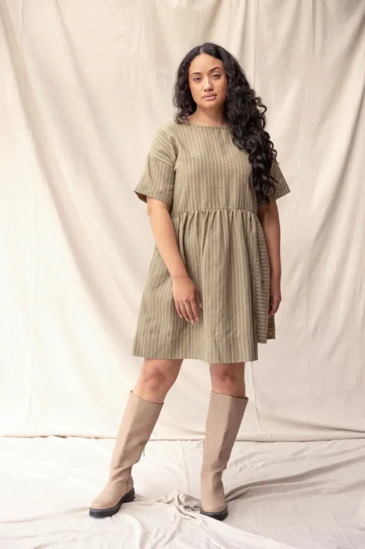 Hobby Dress | Moss Stripe sold by ReCreate