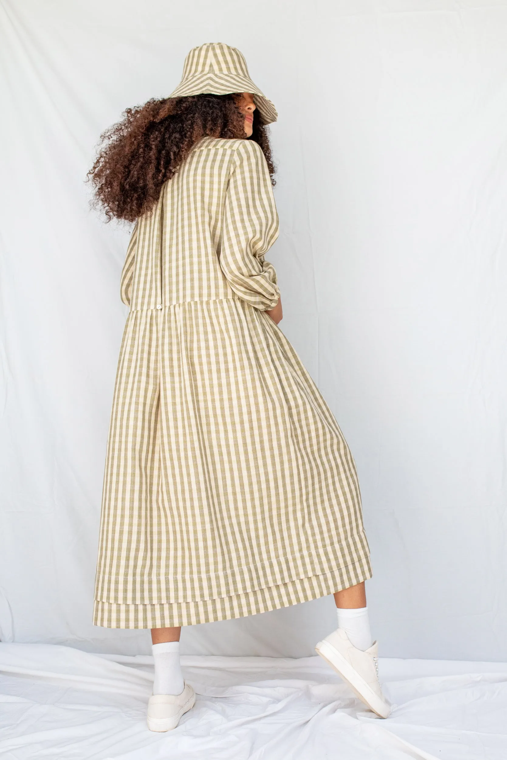 Otis Dress | Olive Gingham sold by ReCreate product image thumbnail 3