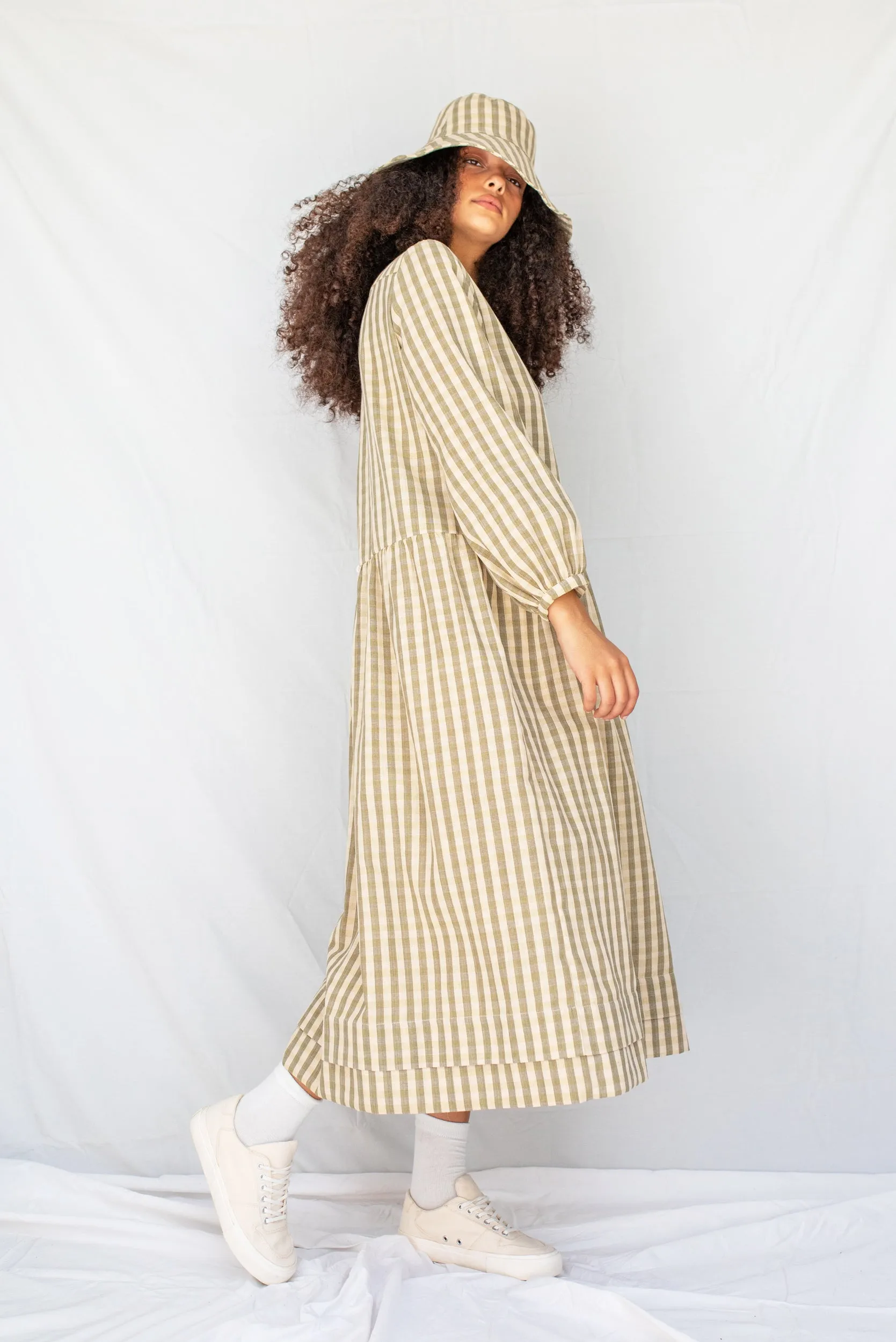 Otis Dress | Olive Gingham sold by ReCreate product image thumbnail 4