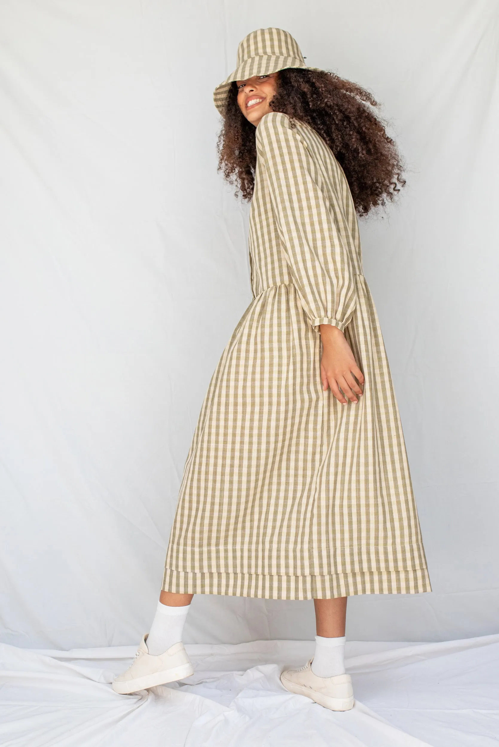 Otis Dress | Olive Gingham sold by ReCreate product image thumbnail 2