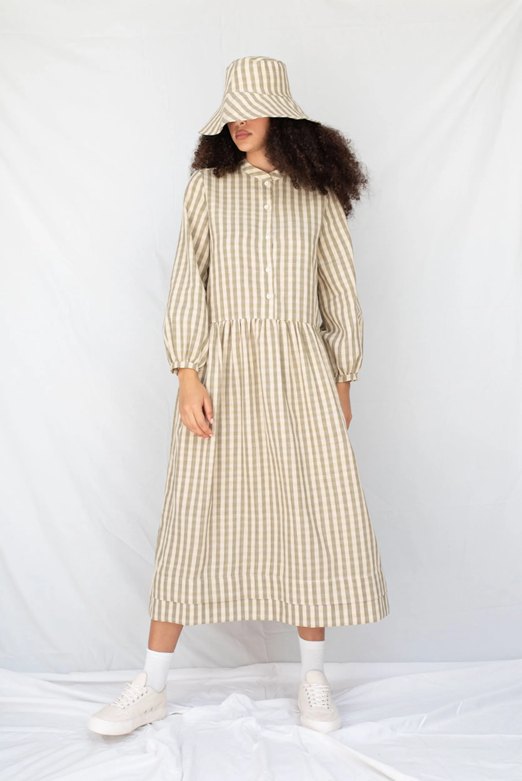 Otis Dress | Olive Gingham sold by ReCreate