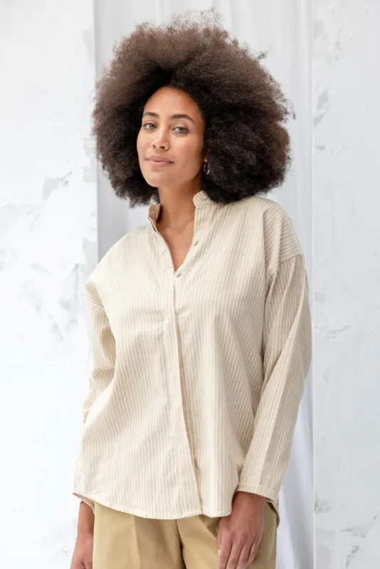 Nikau Shirt | Cream Stripe sold by ReCreate