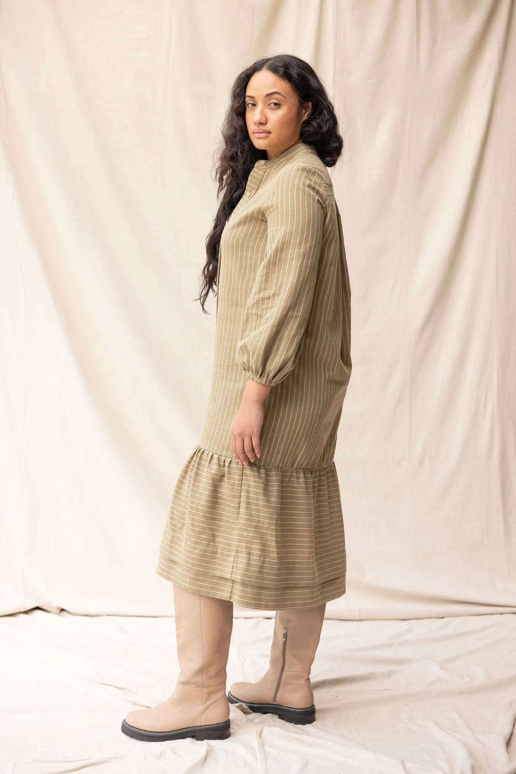 Camille Dress | Moss Stripe sold by ReCreate product image thumbnail 3