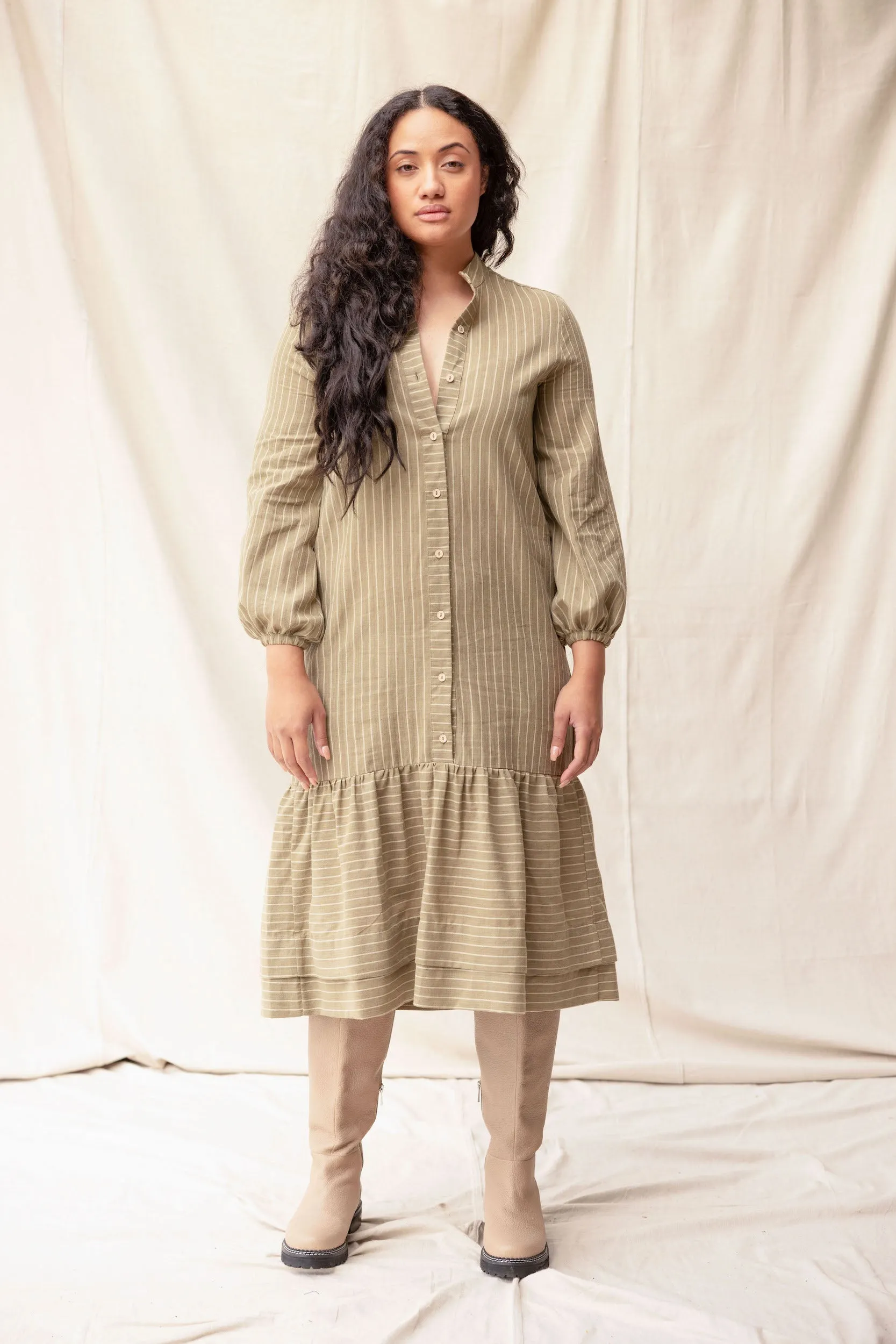 Camille Dress | Moss Stripe sold by ReCreate product image thumbnail 2