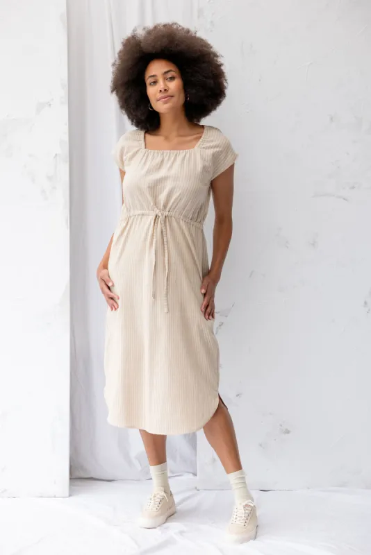 Remmy Dress | Cream Stripe sold by ReCreate