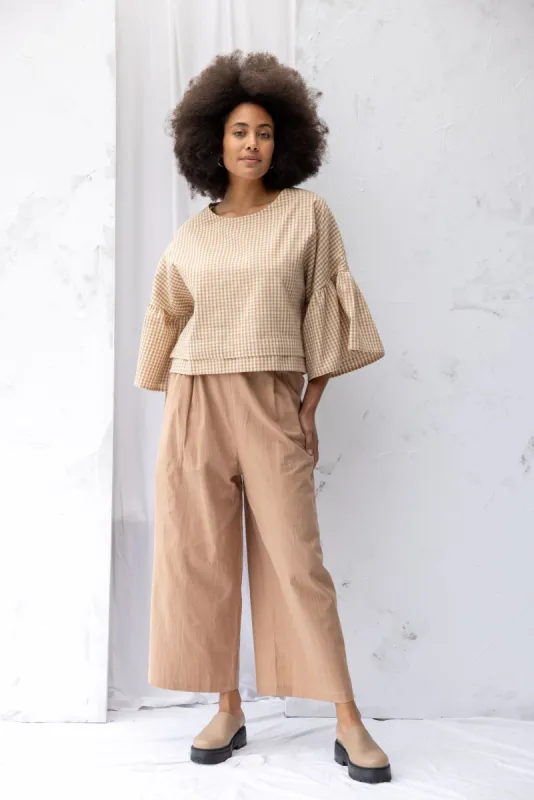 Sunday Top | Brown Gingham (XS only) sold by ReCreate