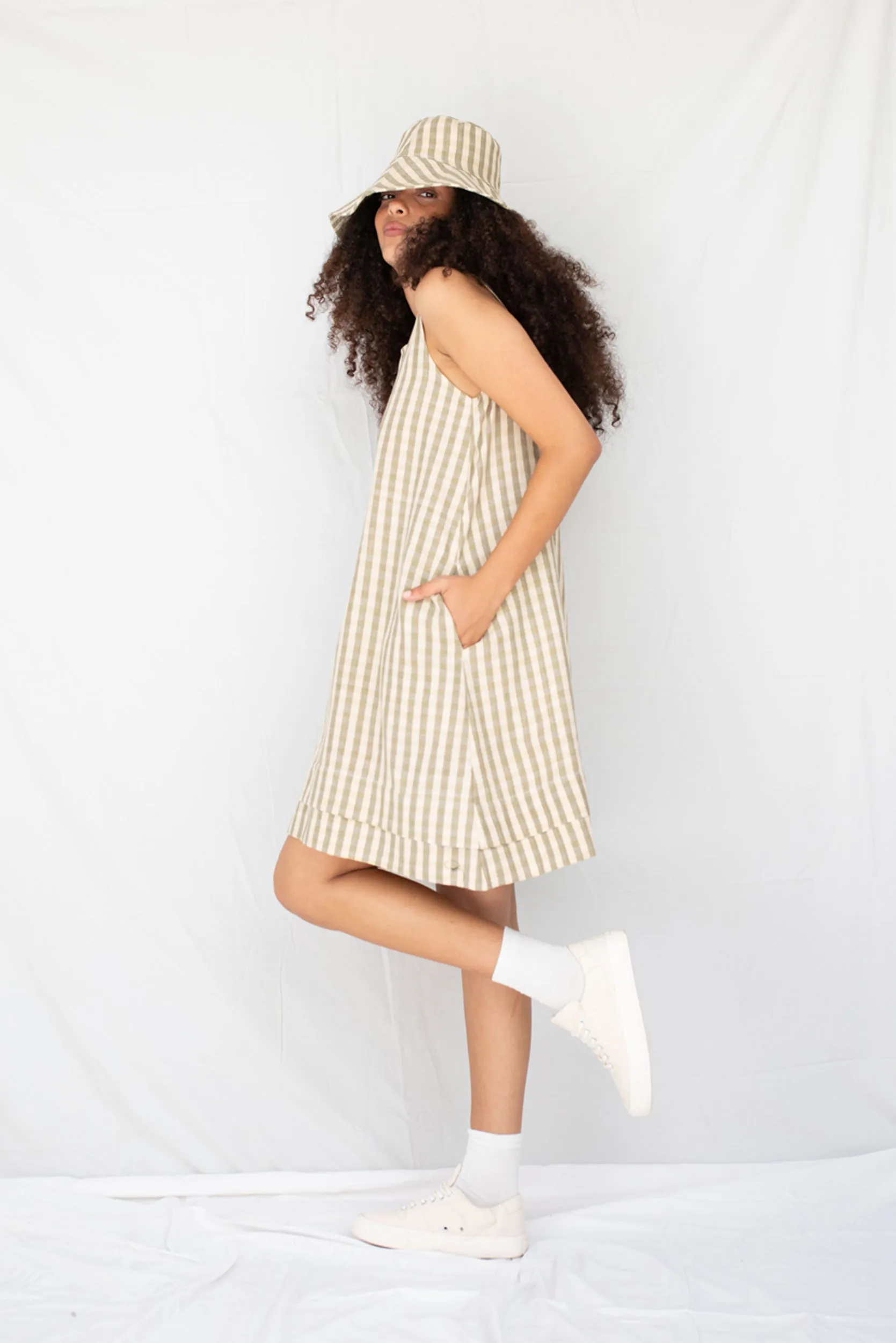 Contour Dress | Olive Gingham sold by ReCreate product image thumbnail 2
