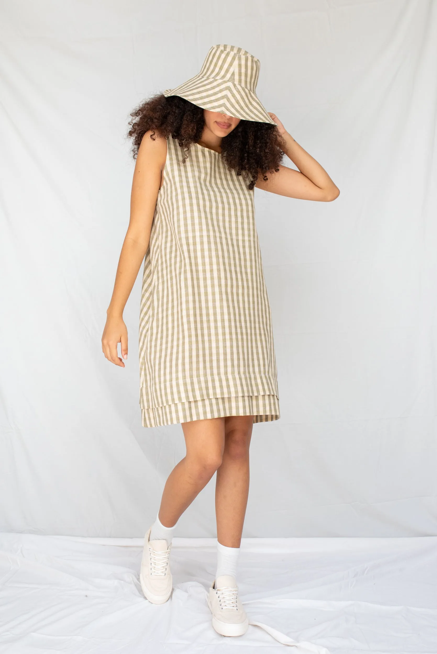 Contour Dress | Olive Gingham sold by ReCreate