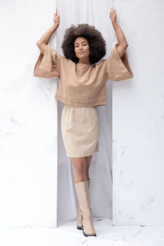 Ensemble Skirt | Brown Gingham (XS only) sold by ReCreate