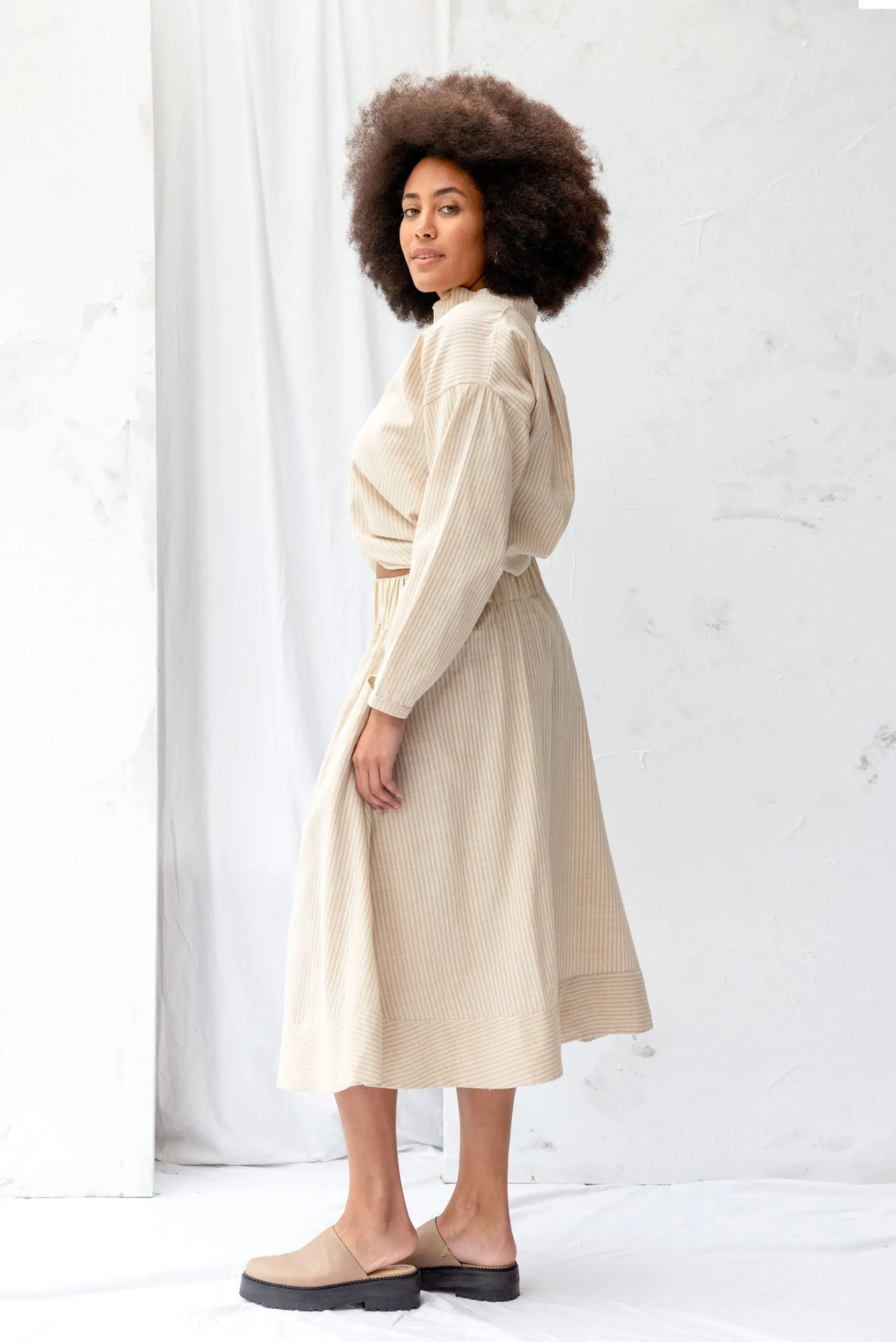 Cas Skirt | Cream Stripe (XS/M/XL only) sold by ReCreate product image thumbnail 2