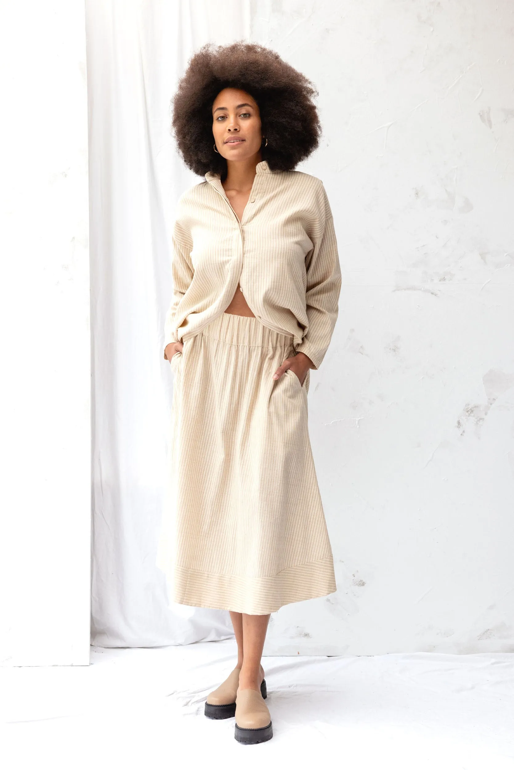 Cas Skirt | Cream Stripe (XS/M/XL only) sold by ReCreate product image thumbnail 3