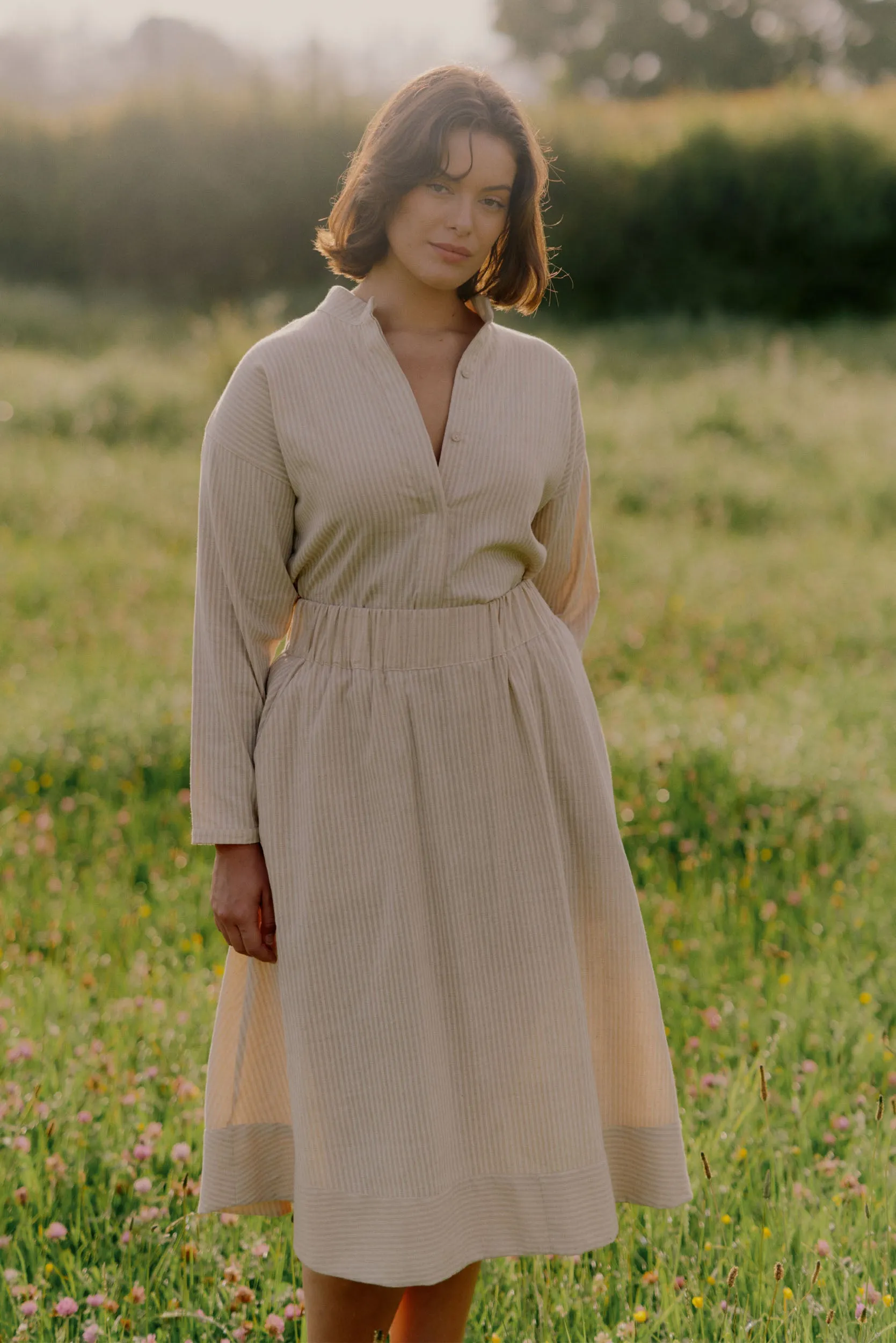 Cas Skirt | Cream Stripe (XS/M/XL only) sold by ReCreate product image thumbnail 5