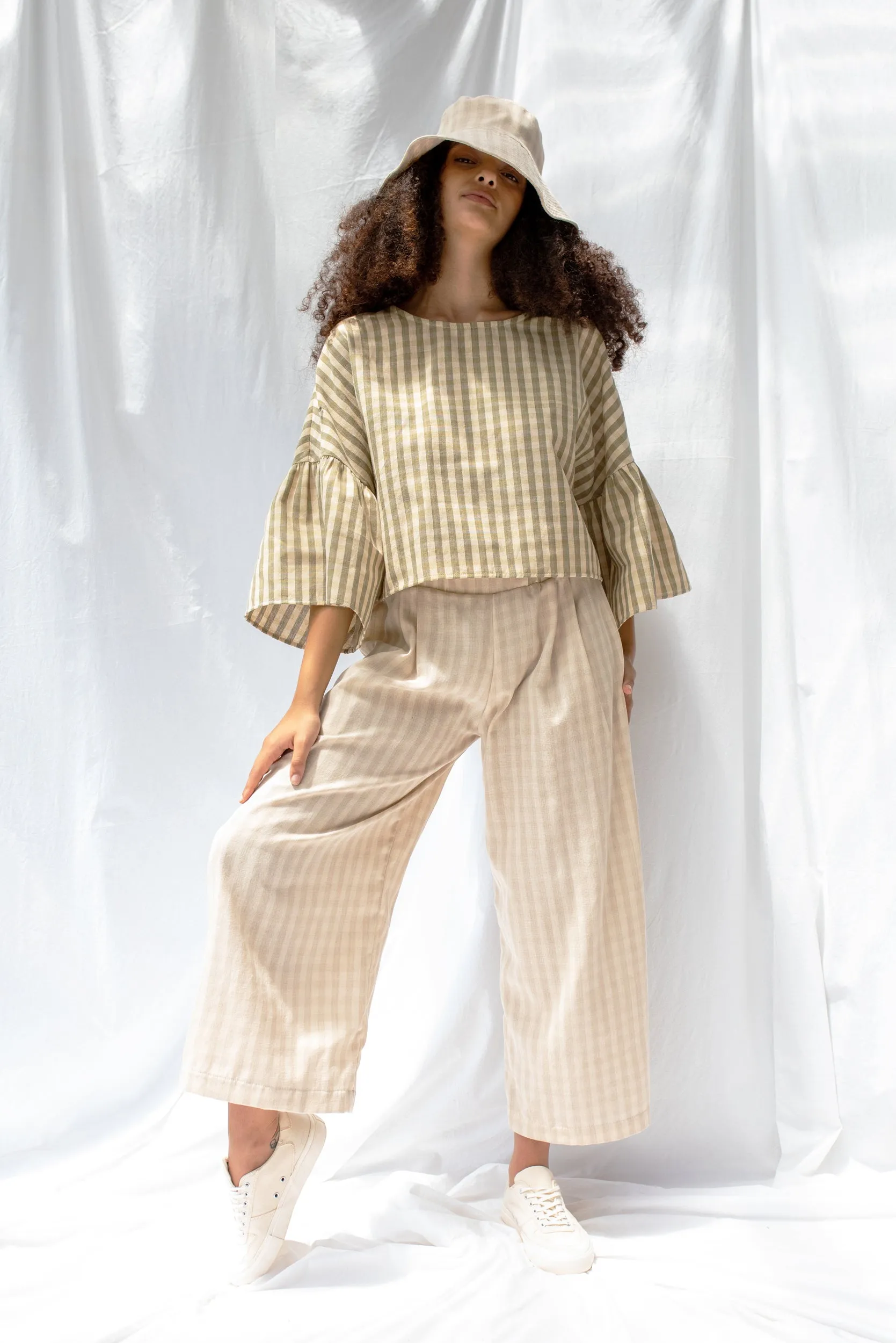 Friday Top | Olive Gingham (XS only) sold by ReCreate