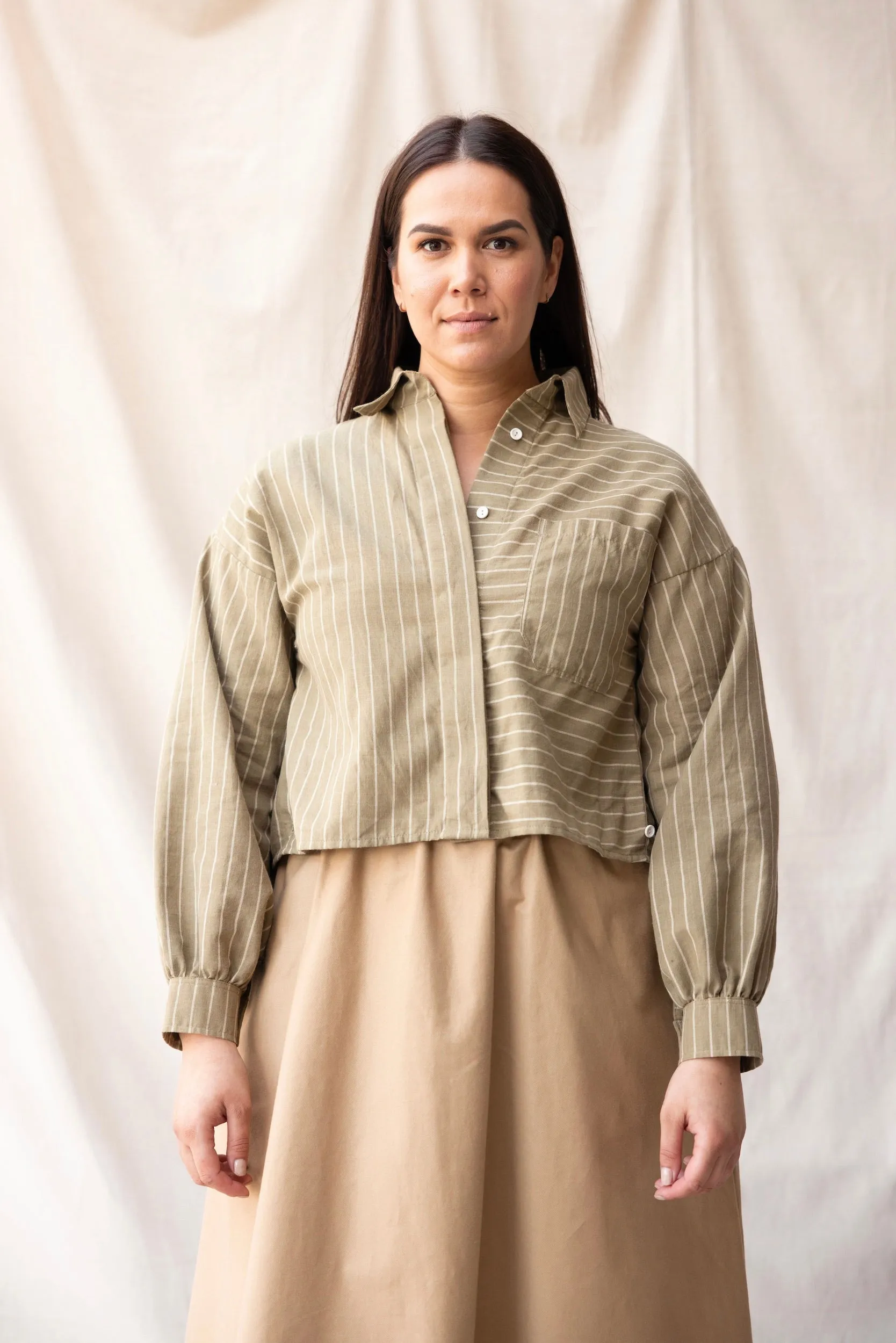 Boxy Shirt | Moss Stripe sold by ReCreate product image thumbnail 4