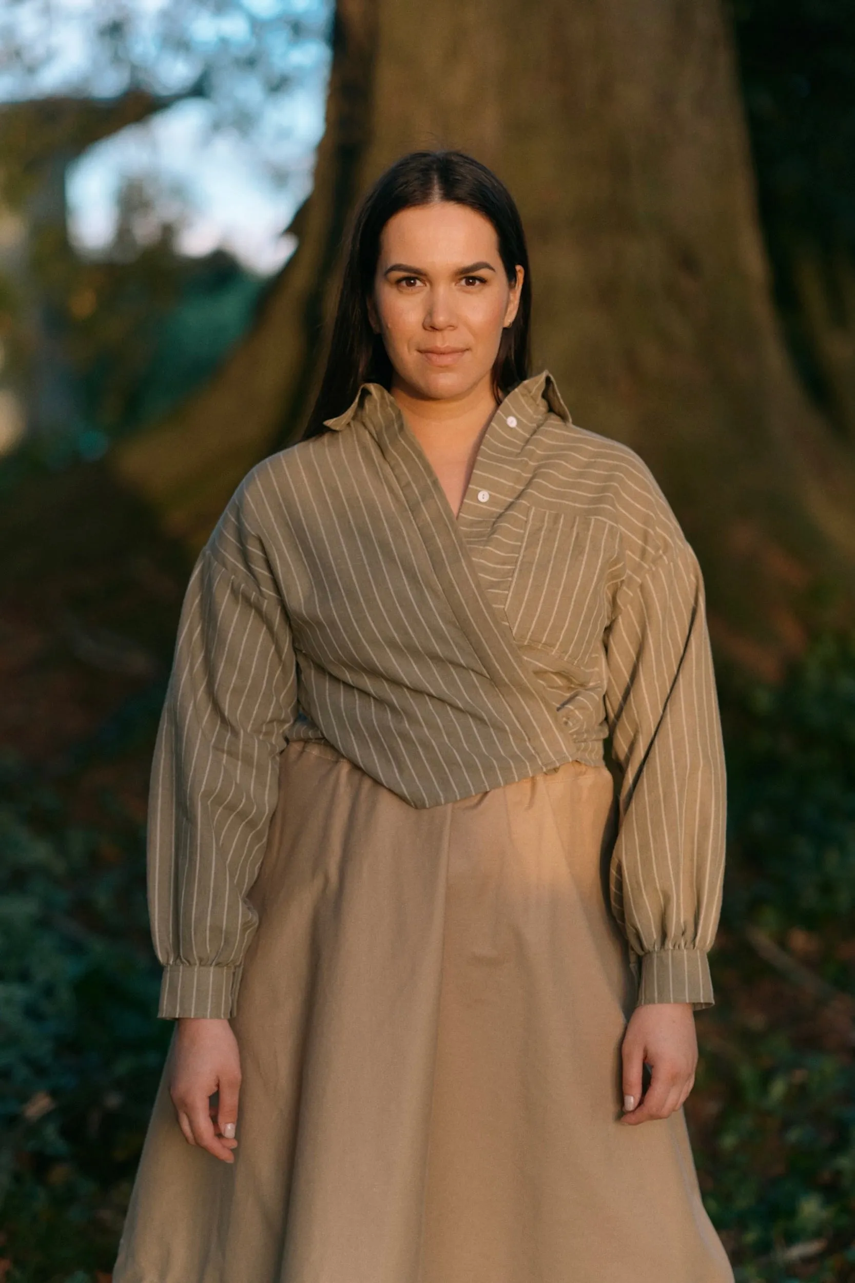 Boxy Shirt | Moss Stripe sold by ReCreate product image thumbnail 5