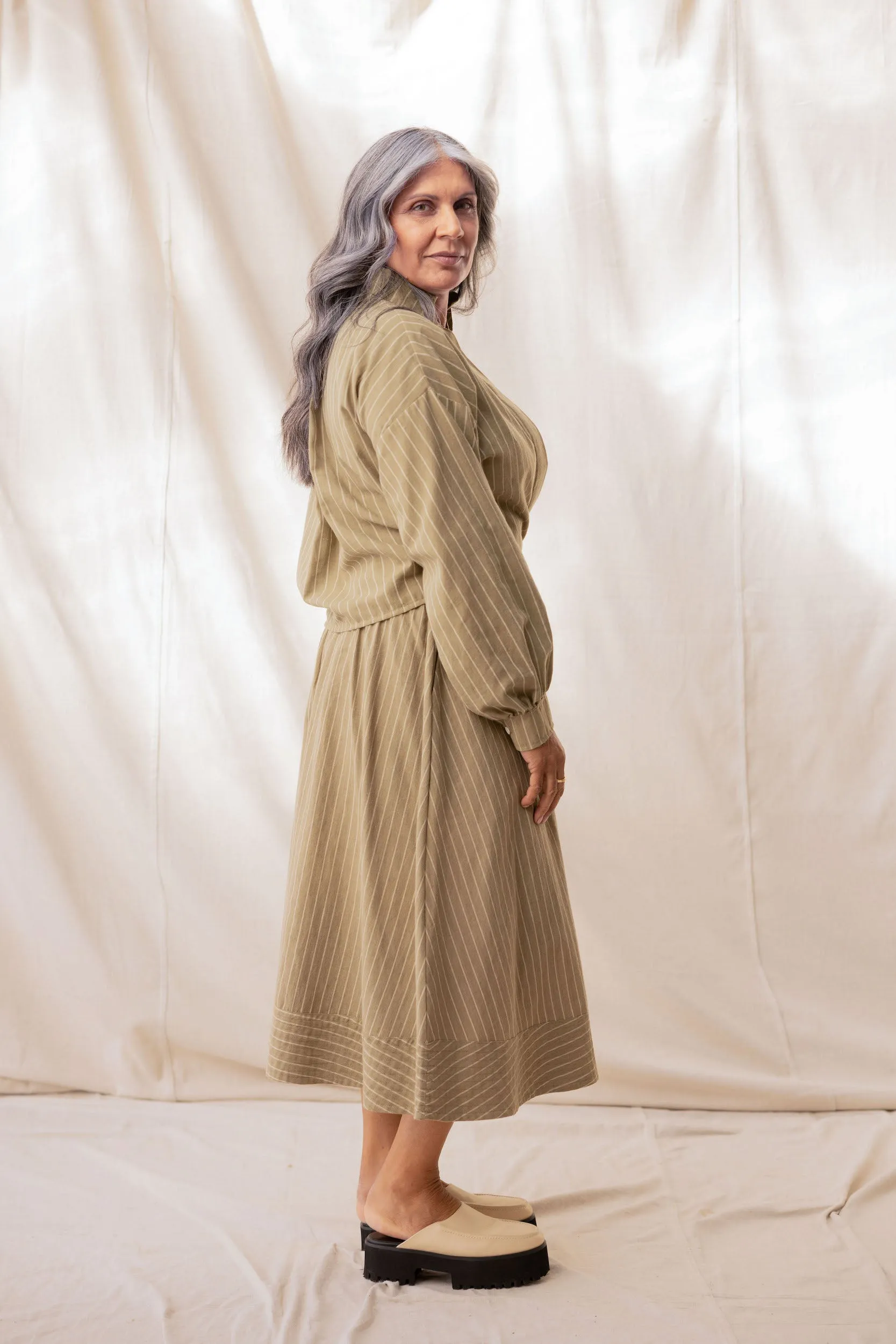 Boxy Shirt | Moss Stripe sold by ReCreate product image thumbnail 2