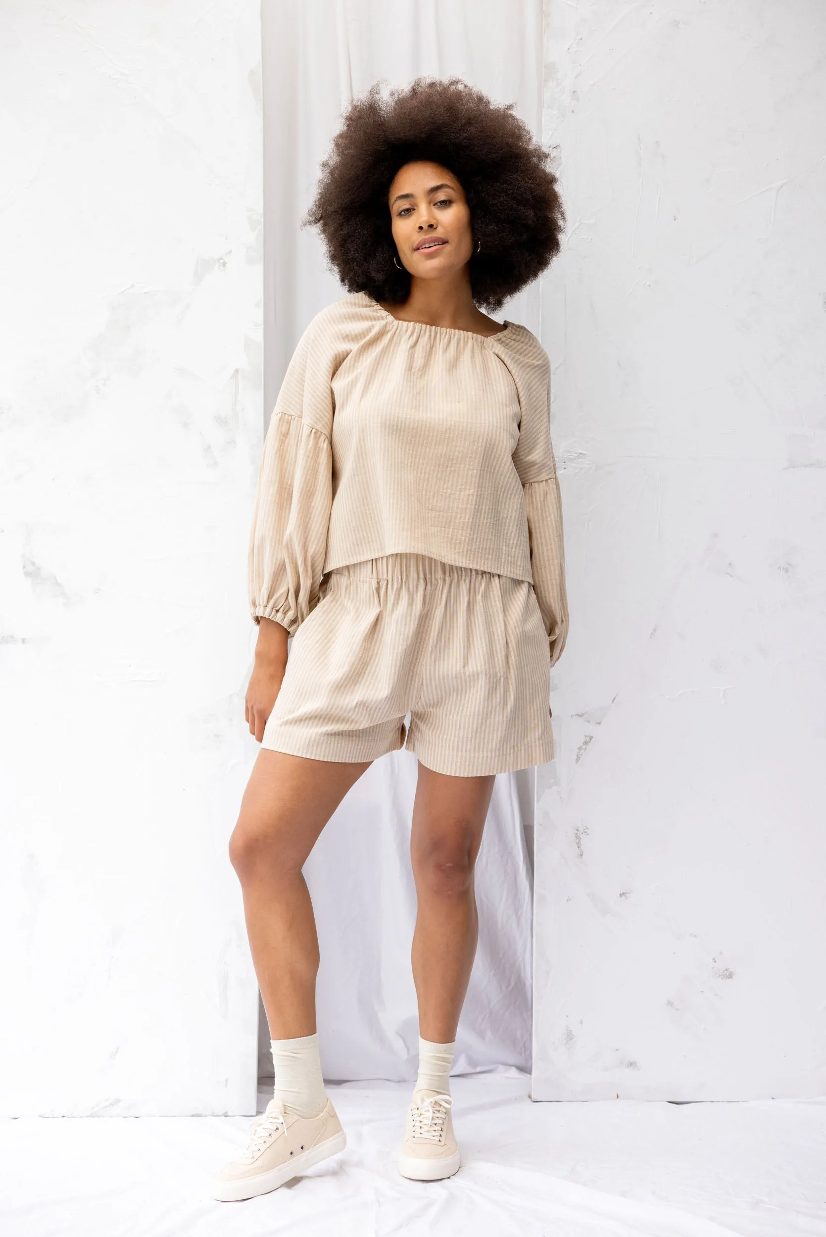 All-Day Shorts | Cream Stripe | L sold by ReCreate