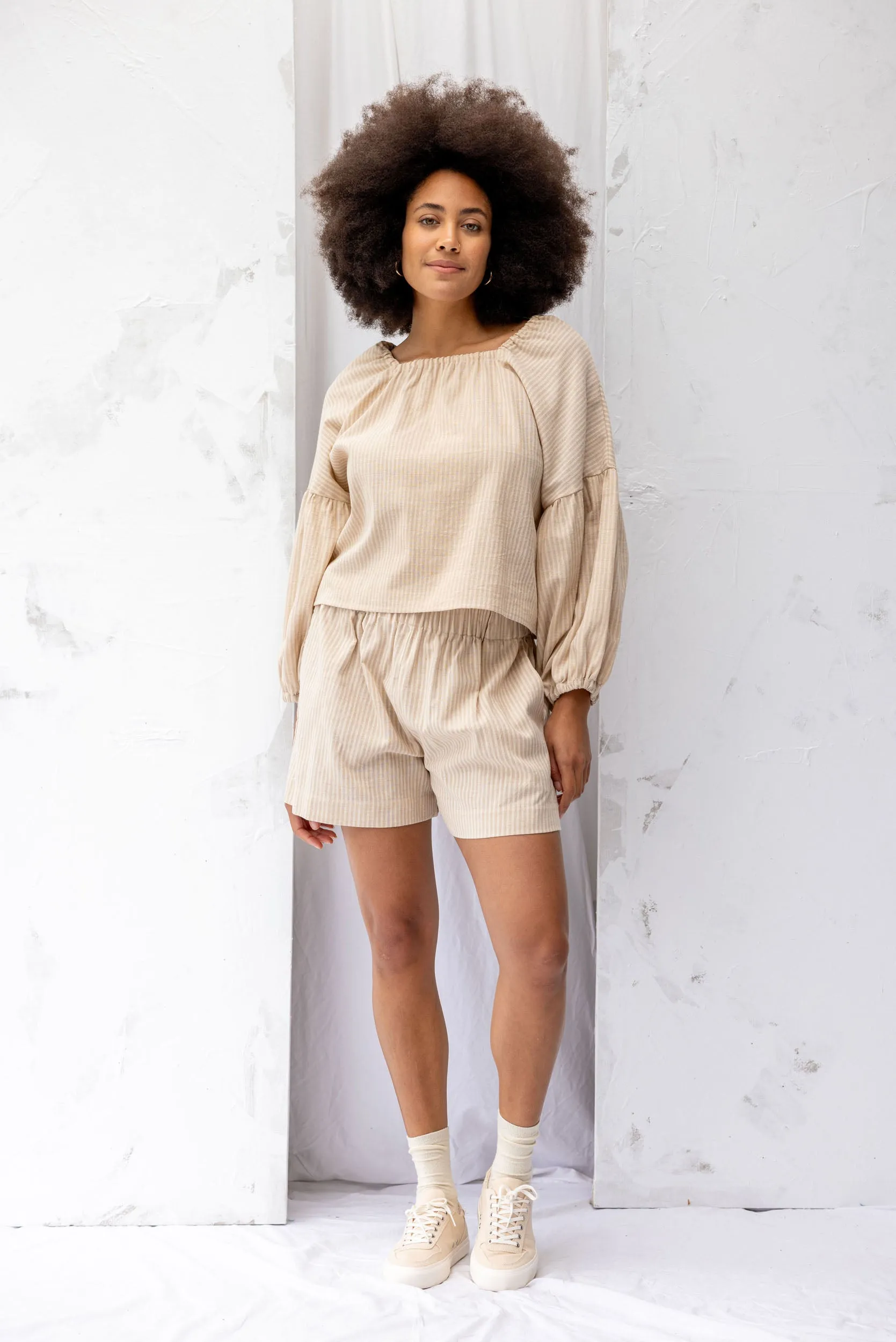 All-Day Shorts | Cream Stripe | L sold by ReCreate product image thumbnail 2