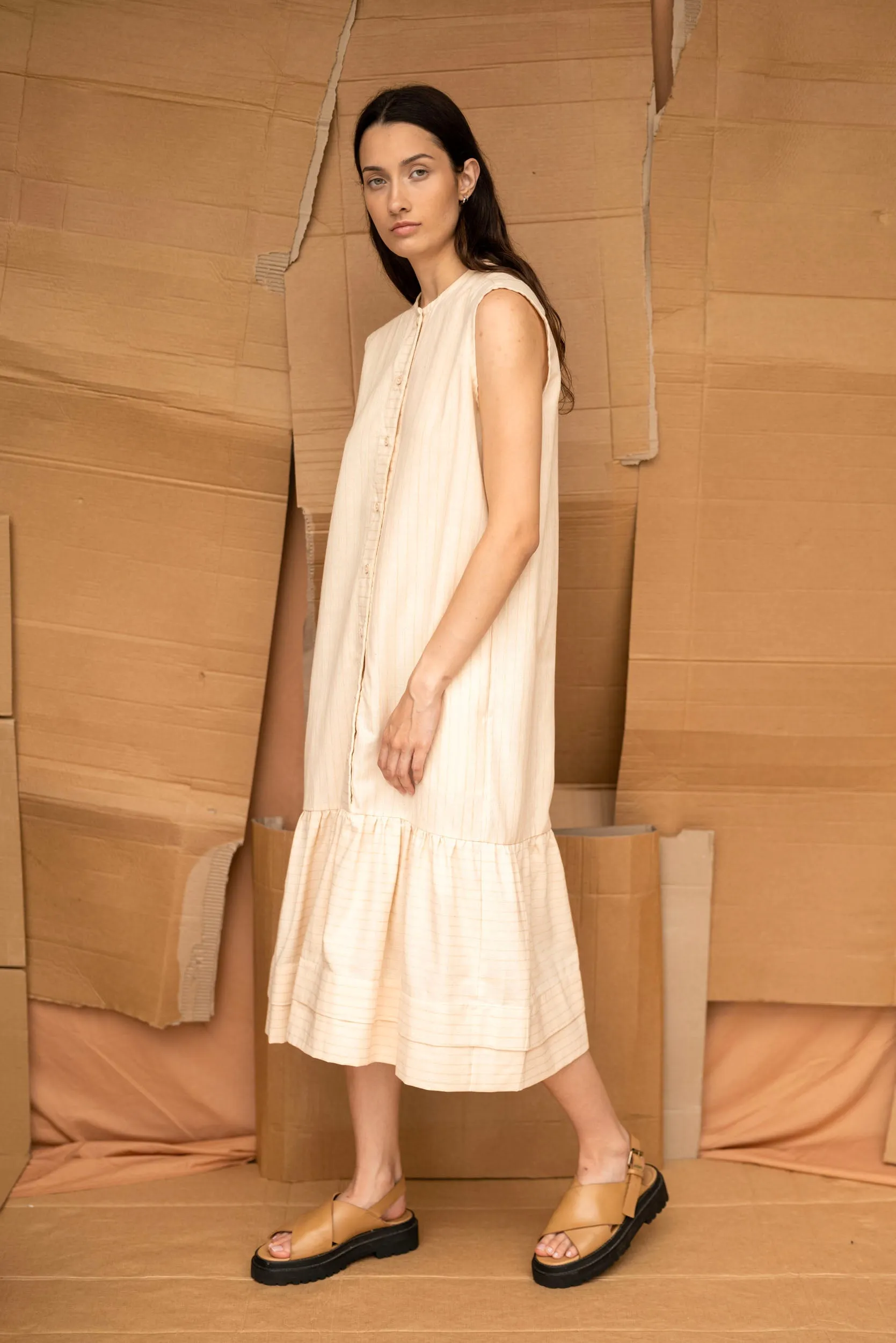 Cilou Dress | Natural Stripe sold by ReCreate