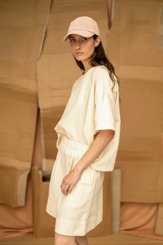 Tomorrow Shorts | Natural Stripe sold by ReCreate