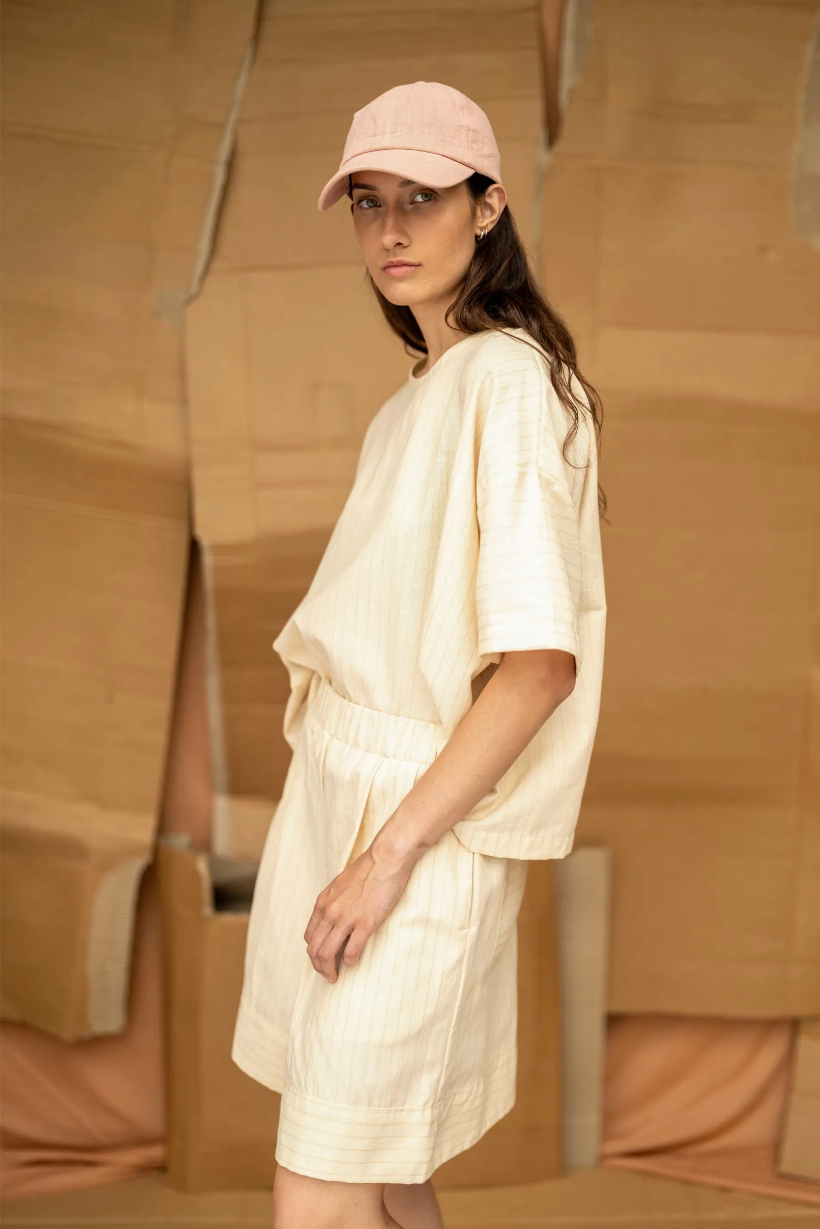 Tomorrow Shorts | Natural Stripe sold by ReCreate