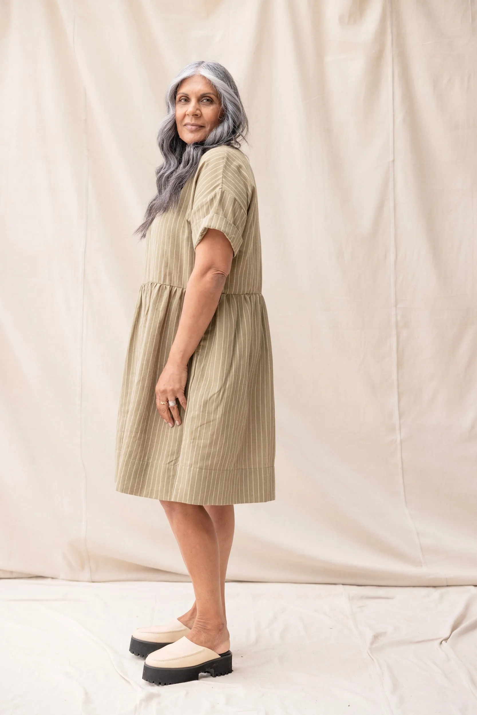 Hobby Dress | Moss Stripe | M sold by ReCreate product image thumbnail 3