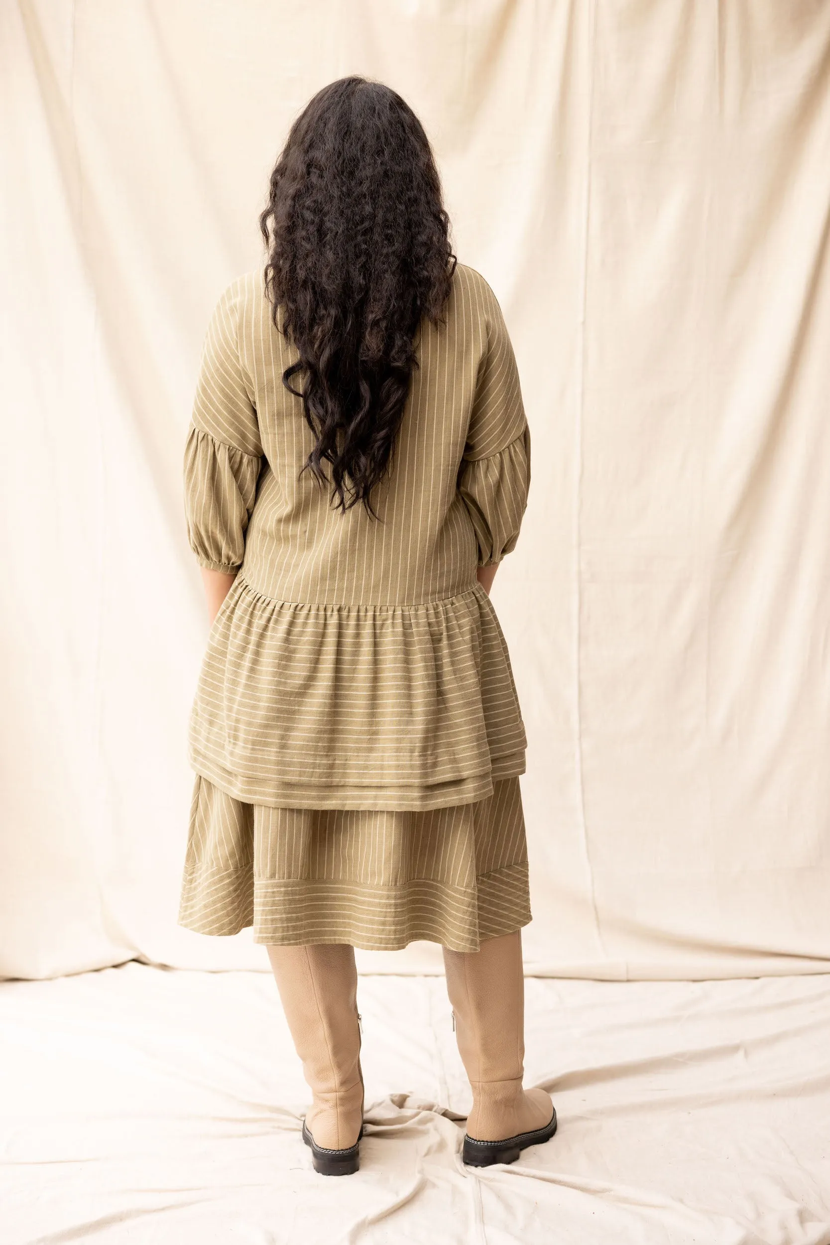Hart Dress | Moss Stripe sold by ReCreate product image thumbnail 4