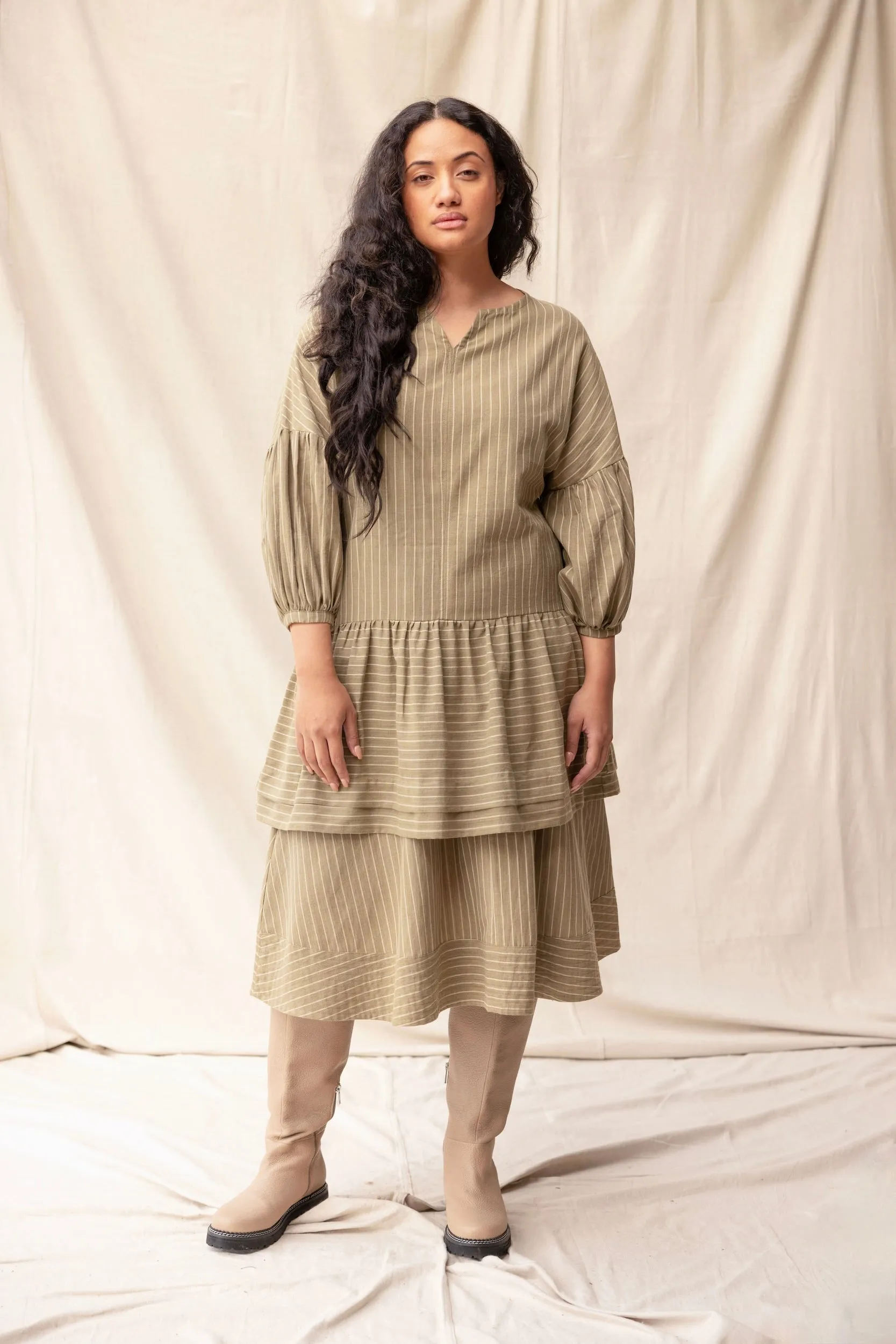 Hart Dress | Moss Stripe sold by ReCreate product image thumbnail 2