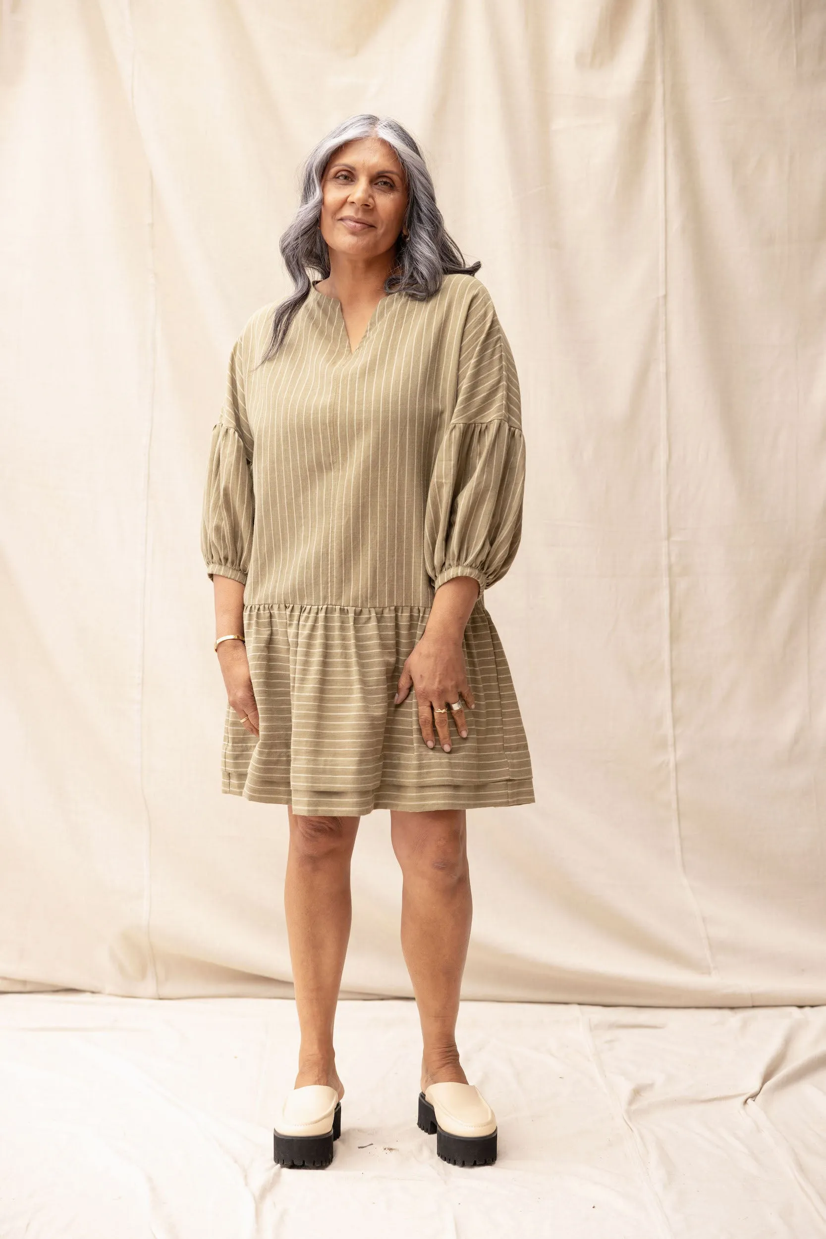 Hart Dress | Moss Stripe sold by ReCreate