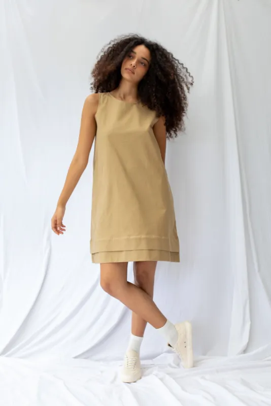 Contour Denim Dress | Tan (L only) sold by ReCreate