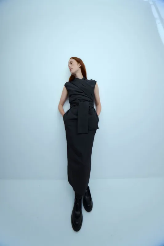 Chaimberlain Dress in Recycled Nylon made by Harris Tapper