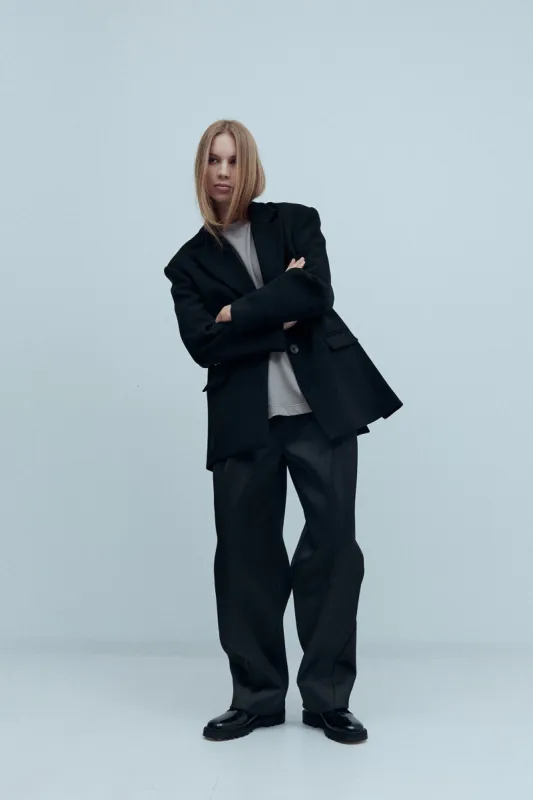 Abel Trouser in Bonded Satin sold by Harris Tapper