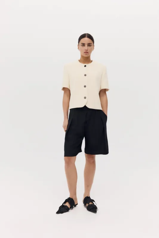 Short Sleeve Tilmens Jacket in Bonded Suiting made by Harris Tapper