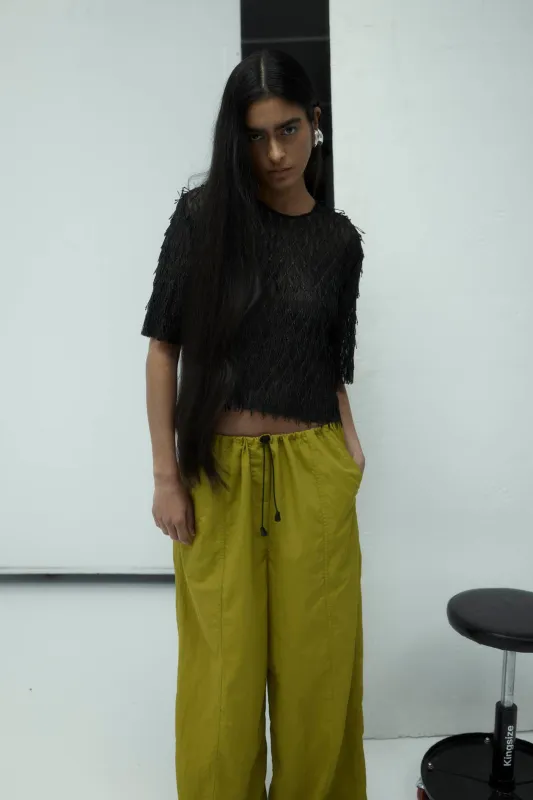 Ophelia Tee in Mesh Fringe sold by Harris Tapper