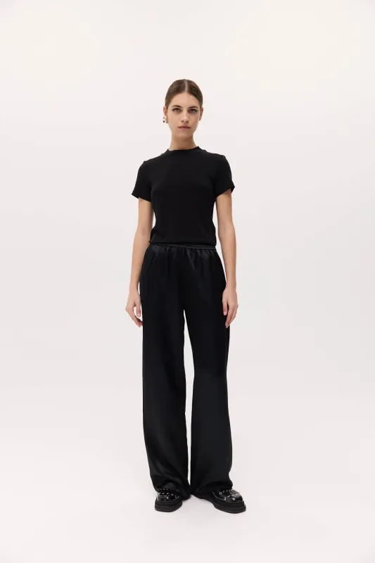 Irving Trouser Black Satin sold by Harris Tapper