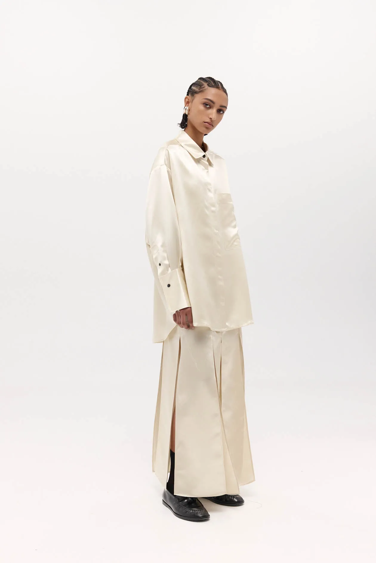 Daphne Shirt in Satin sold by Harris Tapper