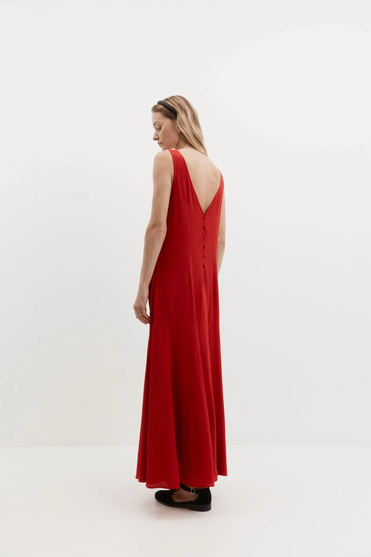 Godet Dress in Silk Crepe de Chine sold by Harris Tapper product image thumbnail 4