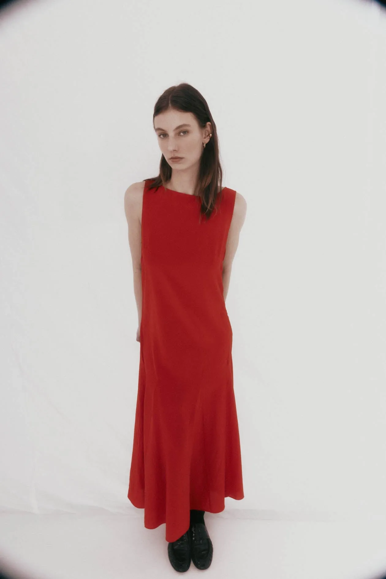 Godet Dress in Silk Crepe de Chine sold by Harris Tapper product image thumbnail 2